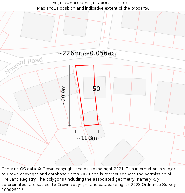 50, HOWARD ROAD, PLYMOUTH, PL9 7DT: Plot and title map