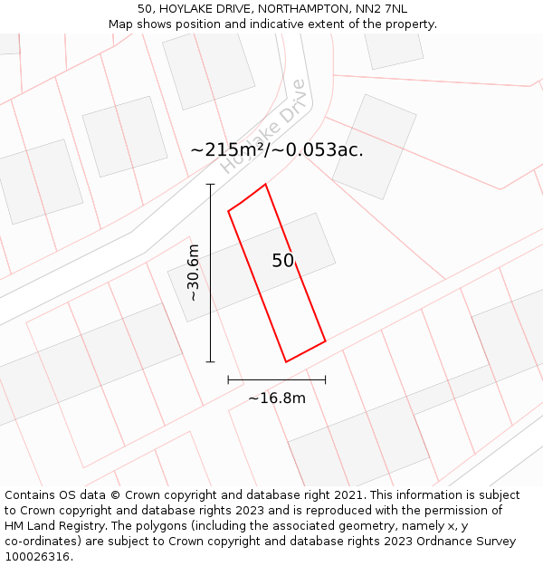 50, HOYLAKE DRIVE, NORTHAMPTON, NN2 7NL: Plot and title map