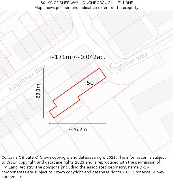 50, KINGFISHER WAY, LOUGHBOROUGH, LE11 3NF: Plot and title map