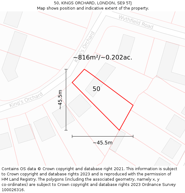 50, KINGS ORCHARD, LONDON, SE9 5TJ: Plot and title map