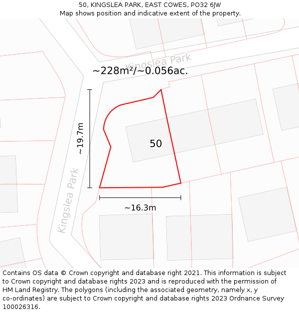 50, KINGSLEA PARK, EAST COWES, PO32 6JW: Plot and title map