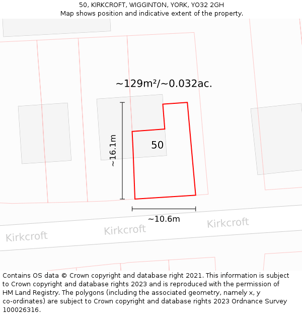 50, KIRKCROFT, WIGGINTON, YORK, YO32 2GH: Plot and title map