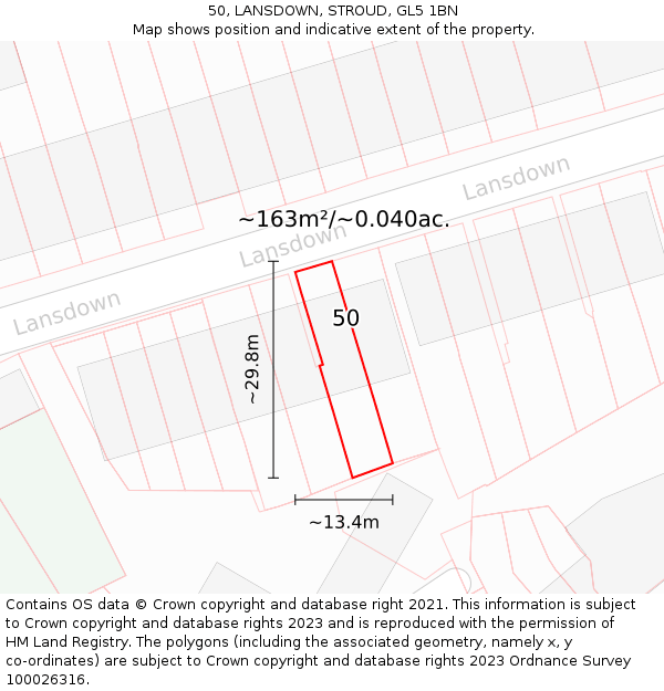 50, LANSDOWN, STROUD, GL5 1BN: Plot and title map