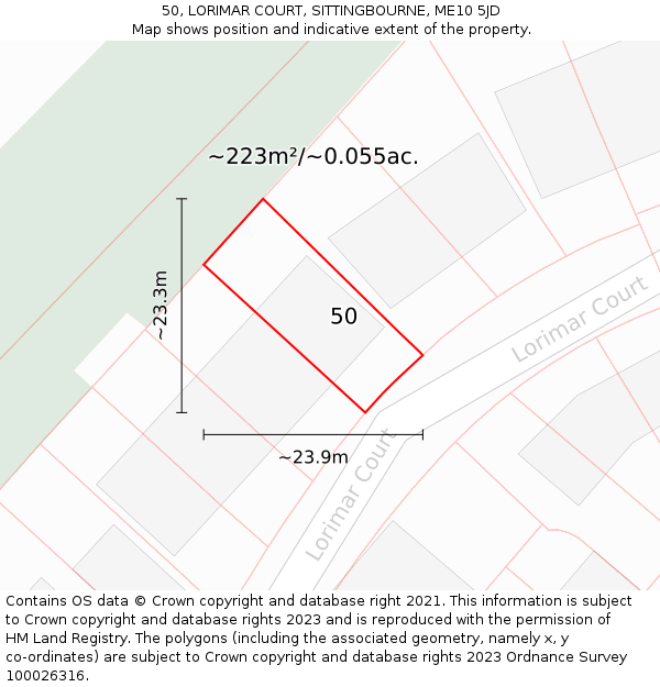 50, LORIMAR COURT, SITTINGBOURNE, ME10 5JD: Plot and title map