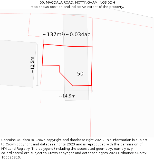 50, MAGDALA ROAD, NOTTINGHAM, NG3 5DH: Plot and title map