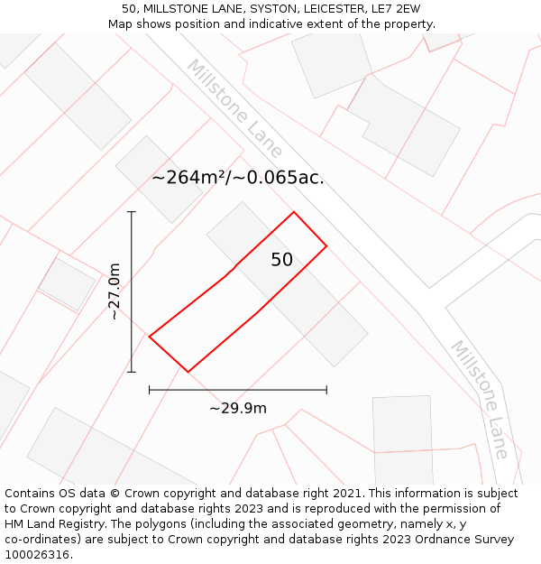 50, MILLSTONE LANE, SYSTON, LEICESTER, LE7 2EW: Plot and title map