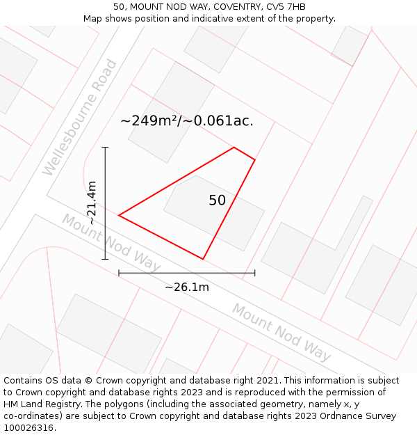 50, MOUNT NOD WAY, COVENTRY, CV5 7HB: Plot and title map