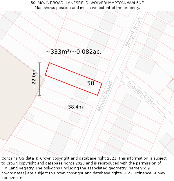 50, MOUNT ROAD, LANESFIELD, WOLVERHAMPTON, WV4 6NE: Plot and title map