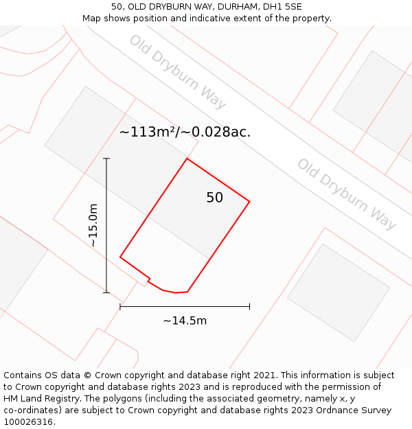 50, OLD DRYBURN WAY, DURHAM, DH1 5SE: Plot and title map