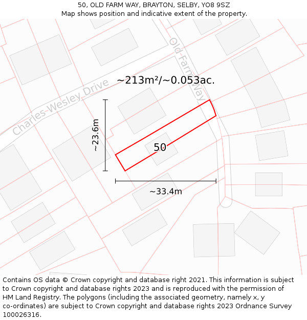 50, OLD FARM WAY, BRAYTON, SELBY, YO8 9SZ: Plot and title map