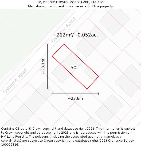 50, OSBORNE ROAD, MORECAMBE, LA4 4QN: Plot and title map