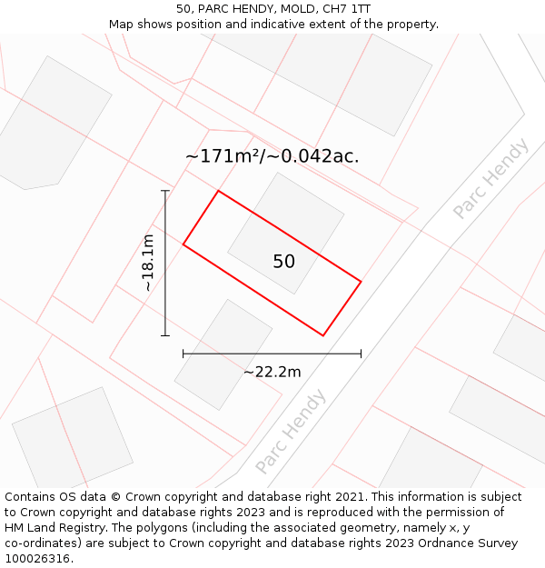 50, PARC HENDY, MOLD, CH7 1TT: Plot and title map