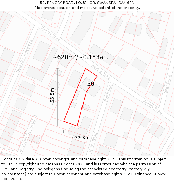 50, PENGRY ROAD, LOUGHOR, SWANSEA, SA4 6PN: Plot and title map