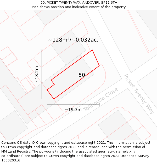 50, PICKET TWENTY WAY, ANDOVER, SP11 6TH: Plot and title map