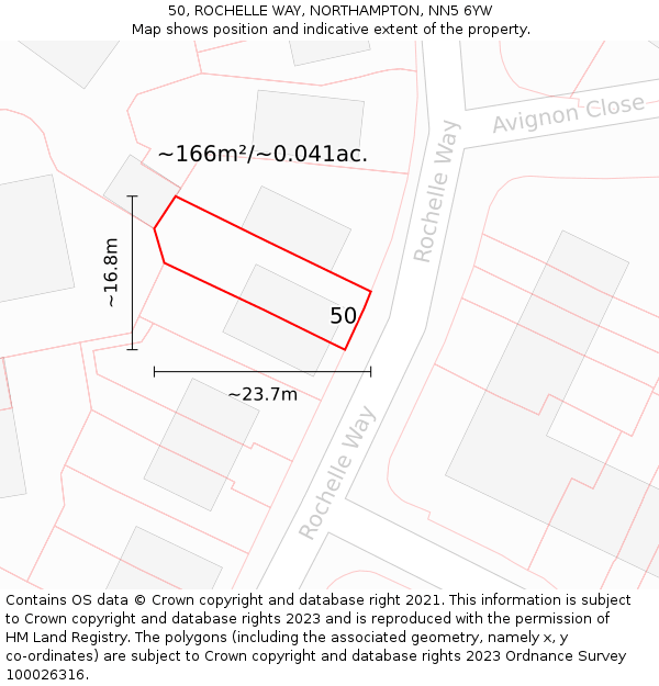 50, ROCHELLE WAY, NORTHAMPTON, NN5 6YW: Plot and title map