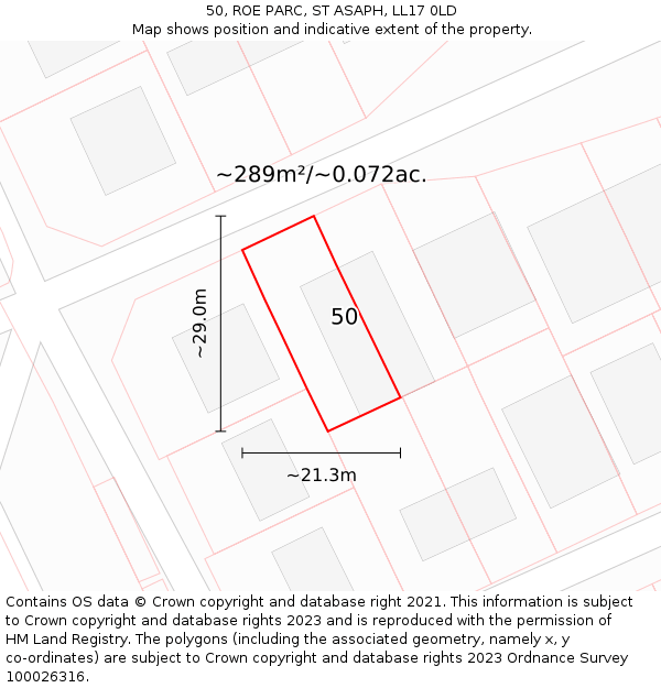 50, ROE PARC, ST ASAPH, LL17 0LD: Plot and title map