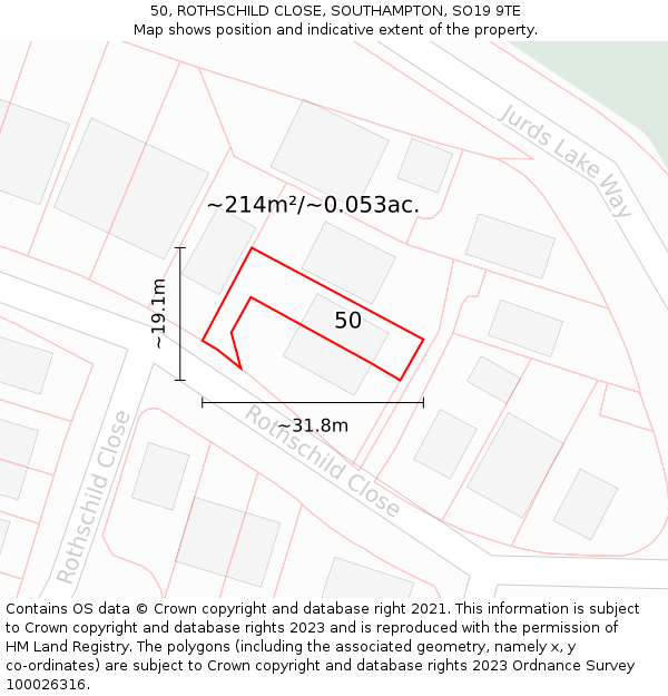 50, ROTHSCHILD CLOSE, SOUTHAMPTON, SO19 9TE: Plot and title map