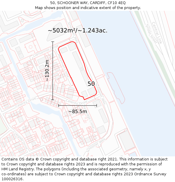 50, SCHOONER WAY, CARDIFF, CF10 4EQ: Plot and title map