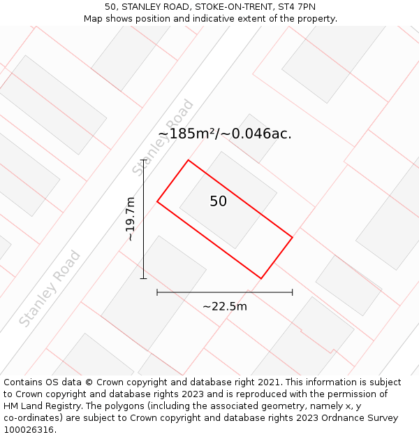 50, STANLEY ROAD, STOKE-ON-TRENT, ST4 7PN: Plot and title map