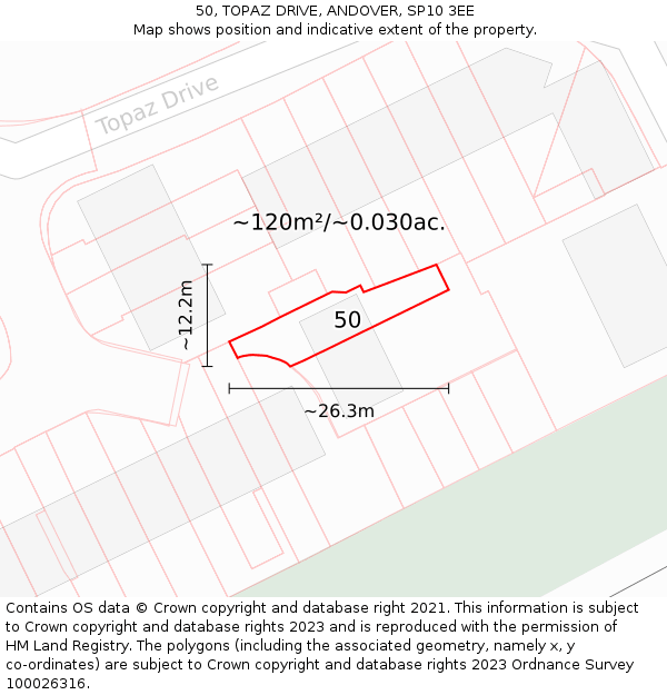 50, TOPAZ DRIVE, ANDOVER, SP10 3EE: Plot and title map