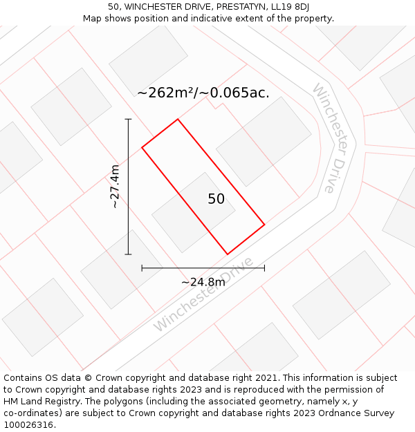 50, WINCHESTER DRIVE, PRESTATYN, LL19 8DJ: Plot and title map