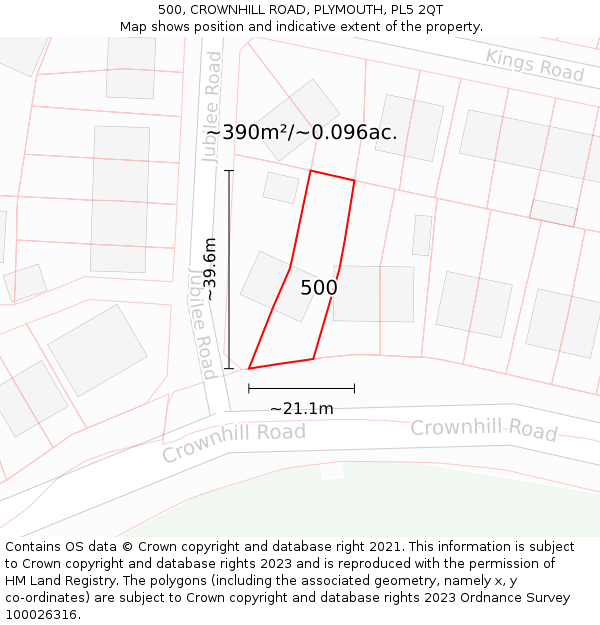 500, CROWNHILL ROAD, PLYMOUTH, PL5 2QT: Plot and title map