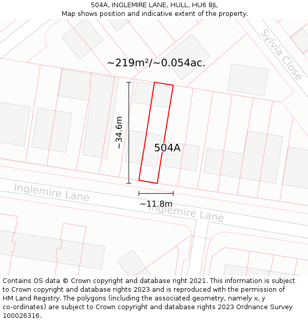 504A, INGLEMIRE LANE, HULL, HU6 8JL: Plot and title map