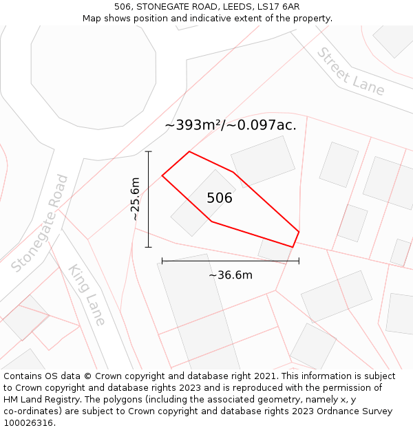 506, STONEGATE ROAD, LEEDS, LS17 6AR: Plot and title map