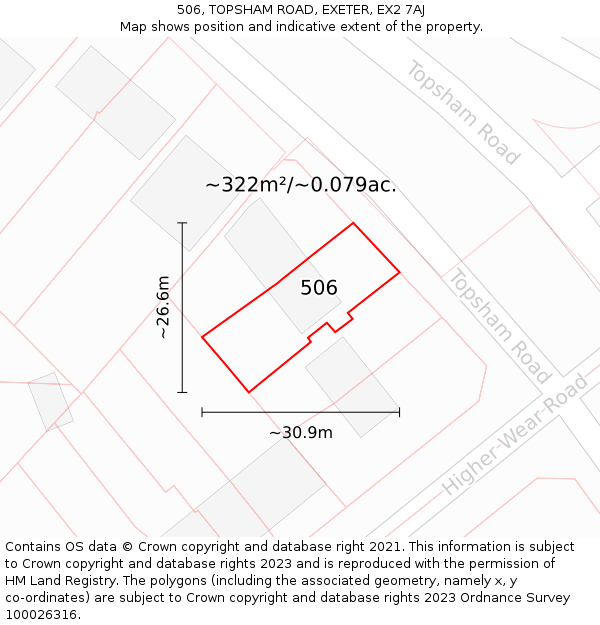 506, TOPSHAM ROAD, EXETER, EX2 7AJ: Plot and title map