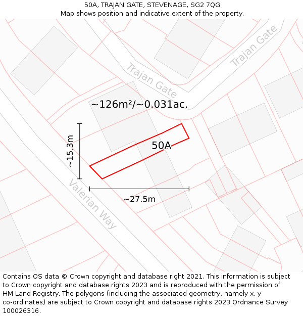 50A, TRAJAN GATE, STEVENAGE, SG2 7QG: Plot and title map