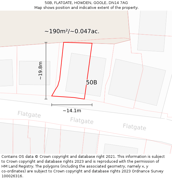 50B, FLATGATE, HOWDEN, GOOLE, DN14 7AG: Plot and title map