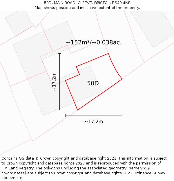 50D, MAIN ROAD, CLEEVE, BRISTOL, BS49 4NR: Plot and title map