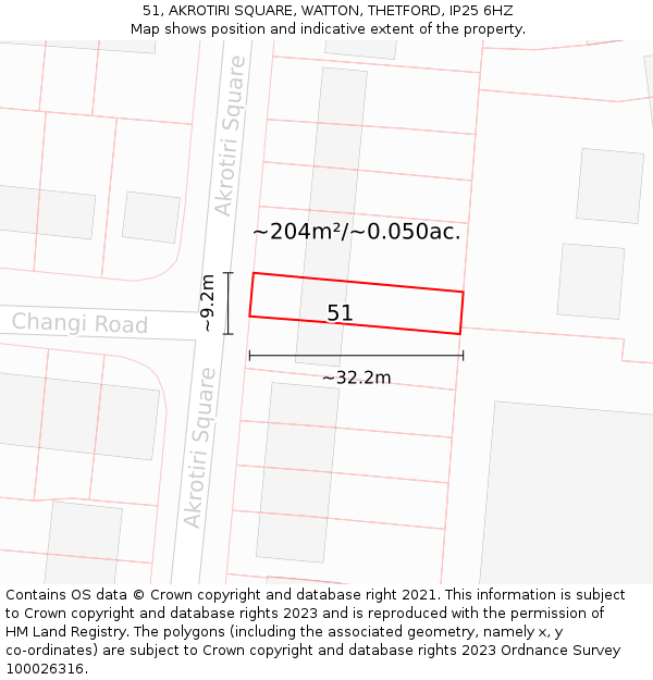 51, AKROTIRI SQUARE, WATTON, THETFORD, IP25 6HZ: Plot and title map