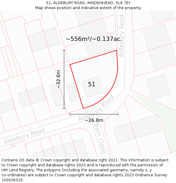 51, ALDEBURY ROAD, MAIDENHEAD, SL6 7EY: Plot and title map