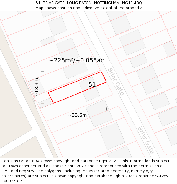 51, BRIAR GATE, LONG EATON, NOTTINGHAM, NG10 4BQ: Plot and title map