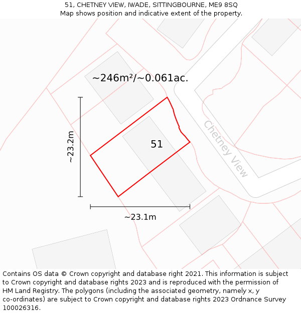 51, CHETNEY VIEW, IWADE, SITTINGBOURNE, ME9 8SQ: Plot and title map