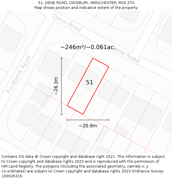 51, DENE ROAD, DIDSBURY, MANCHESTER, M20 2TG: Plot and title map