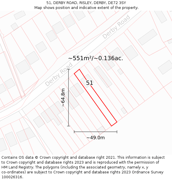 51, DERBY ROAD, RISLEY, DERBY, DE72 3SY: Plot and title map