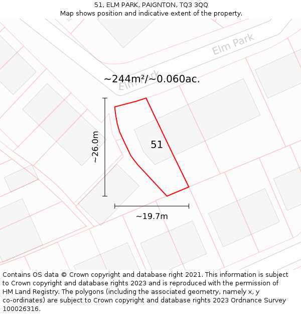 51, ELM PARK, PAIGNTON, TQ3 3QQ: Plot and title map