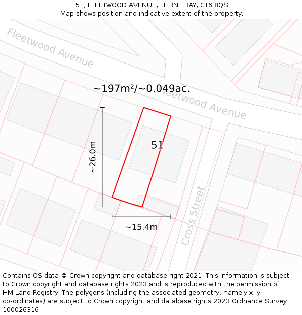 51, FLEETWOOD AVENUE, HERNE BAY, CT6 8QS: Plot and title map