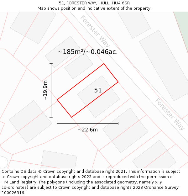 51, FORESTER WAY, HULL, HU4 6SR: Plot and title map