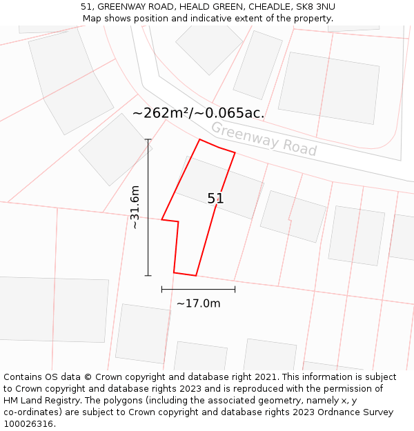 51, GREENWAY ROAD, HEALD GREEN, CHEADLE, SK8 3NU: Plot and title map