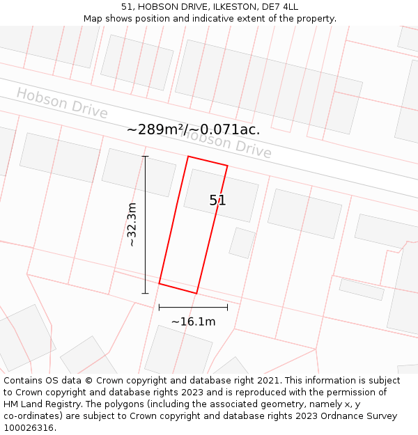 51, HOBSON DRIVE, ILKESTON, DE7 4LL: Plot and title map