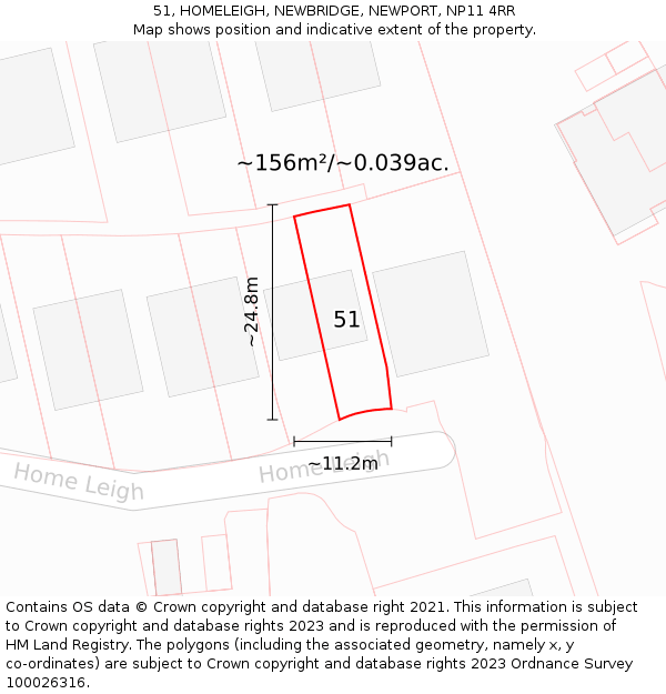 51, HOMELEIGH, NEWBRIDGE, NEWPORT, NP11 4RR: Plot and title map