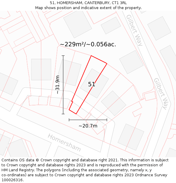 51, HOMERSHAM, CANTERBURY, CT1 3RL: Plot and title map