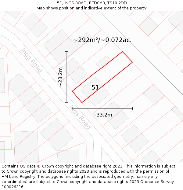 51, INGS ROAD, REDCAR, TS10 2DD: Plot and title map