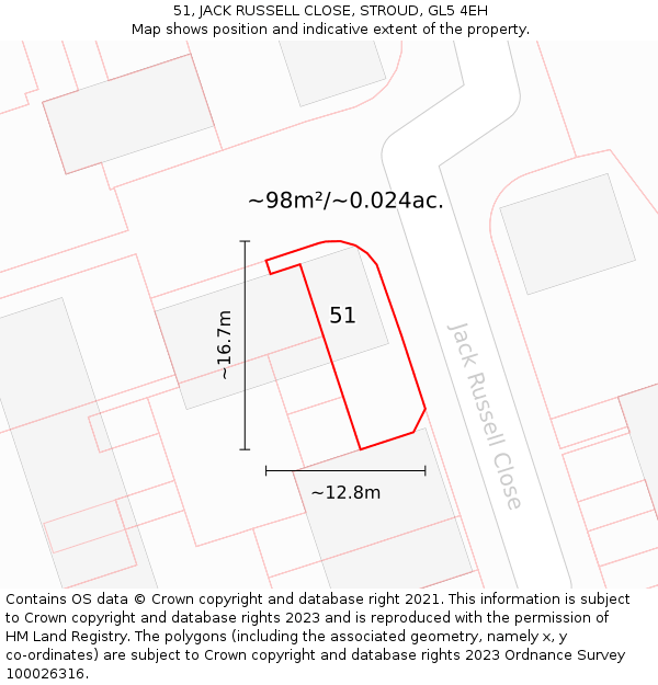 51, JACK RUSSELL CLOSE, STROUD, GL5 4EH: Plot and title map