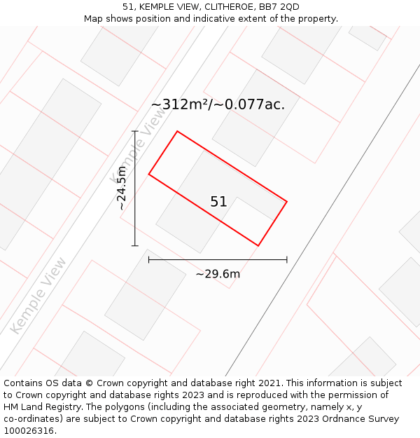 51, KEMPLE VIEW, CLITHEROE, BB7 2QD: Plot and title map