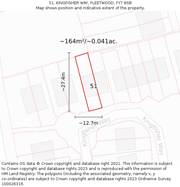 51, KINGFISHER WAY, FLEETWOOD, FY7 8SB: Plot and title map