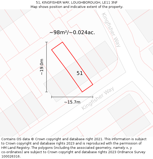 51, KINGFISHER WAY, LOUGHBOROUGH, LE11 3NF: Plot and title map